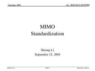 MIMO Standardization