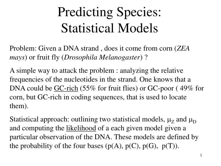 predicting species statistical models