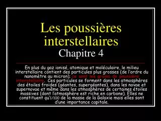 les poussi res interstellaires chapitre 4