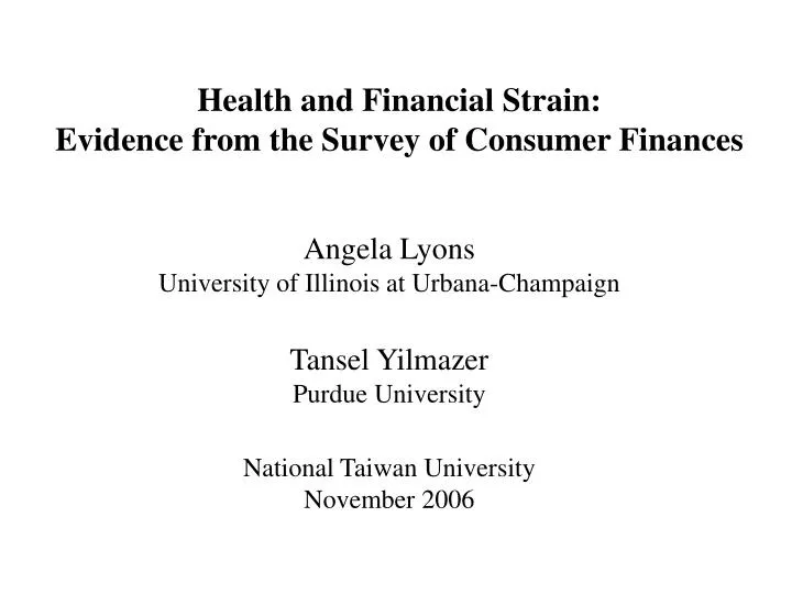 health and financial strain evidence from the survey of consumer finances