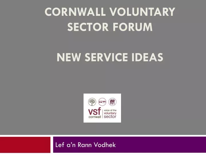 cornwall voluntary sector forum new service ideas