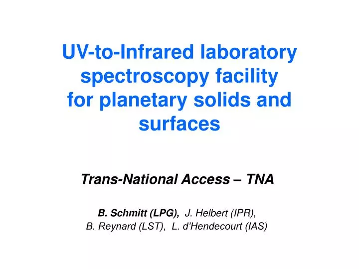 uv to infrared laboratory spectroscopy facility for planetary solids and surfaces