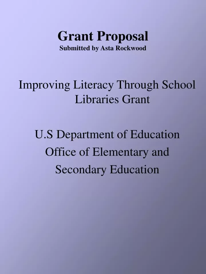 grant proposal submitted by asta rockwood