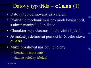 datov typ t da class 1