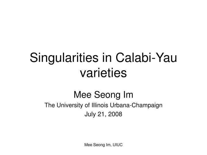 singularities in calabi yau varieties
