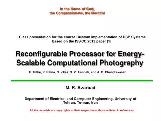 Reconfigurable Processor for Energy-Scalable Computational Photography
