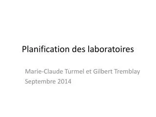 planification des laboratoires