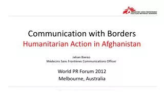 Communication with Borders Humanitarian Action in Afghanistan