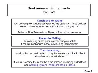 Tool removed during cycle Fault #2