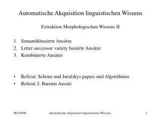 automatische akquisition linguistischen wissens