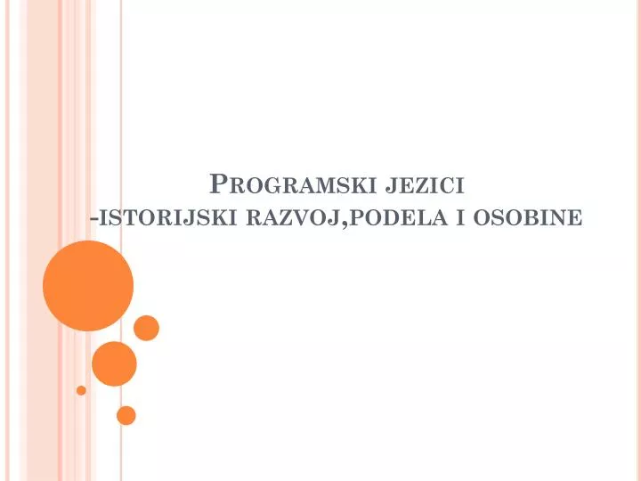 programski jezici istorijski razvoj podela i osobine