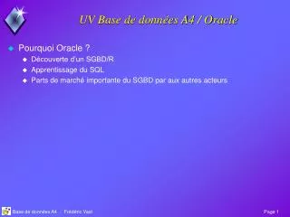 uv base de donn es a4 oracle