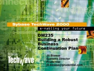 DM235 Building a Robust Business Continuation Plan