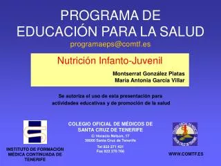 programa de educaci n para la salud p r o g r a m a e p s @ c o m t f e s