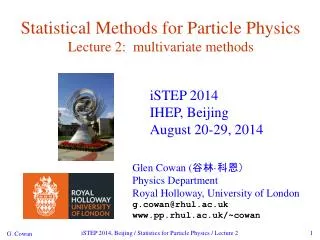 Statistical Methods for Particle Physics Lecture 2: multivariate methods