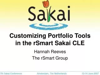 Customizing Portfolio Tools in the rSmart Sakai CLE