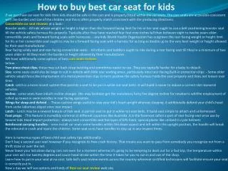 How to buy best car seat for kids