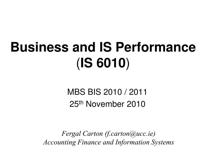 business and is performance is 6010