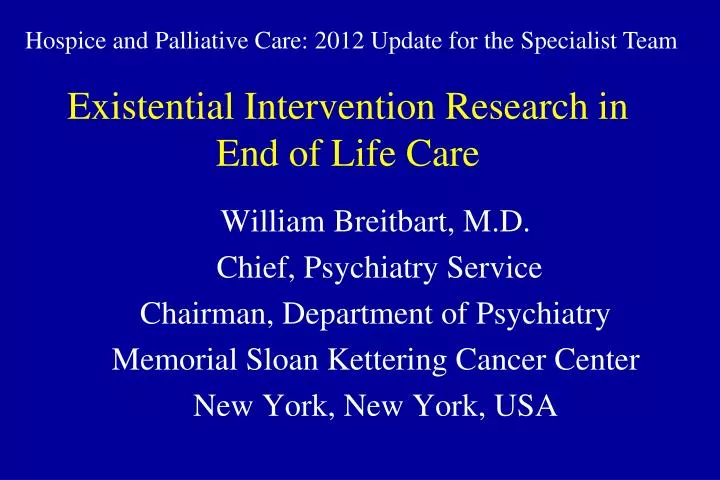 existential intervention research in end of life care