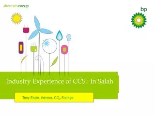 Industry Experience of CCS : In Salah