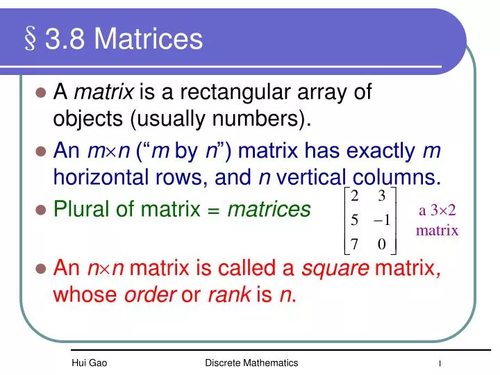 3 8 matrices