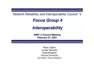 Focus Group 4 Interoperability