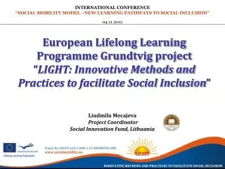 European Lifelong Learning Programme Grundtvig project