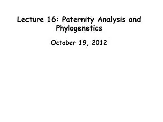 Lecture 16: Paternity Analysis and Phylogenetics