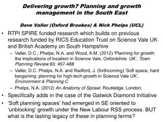 Delivering growth? Planning and growth management in the South East