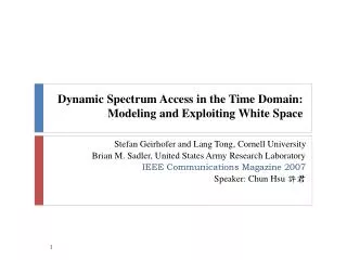 Dynamic Spectrum Access in the Time Domain: Modeling and Exploiting White Space