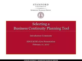 Selecting a Business Continuity Planning Tool