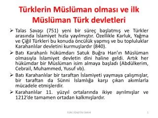 t rklerin m sl man olmas ve ilk m sl man t rk devletleri