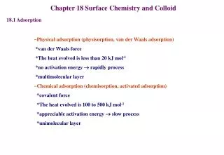 Chapter 18 Surface Chemistry and Colloid