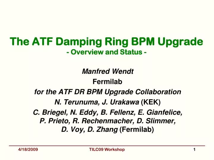 the atf damping ring bpm upgrade overview and status