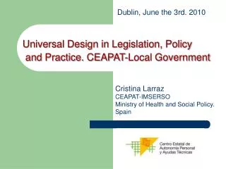 Cristina Larraz CEAPAT-IMSERSO Ministry of Health and Social Policy. Spain