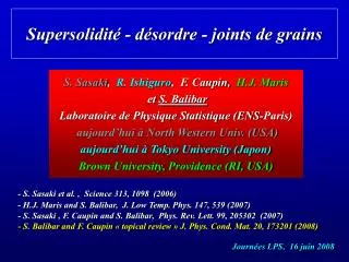 supersolidit d sordre joints de grains