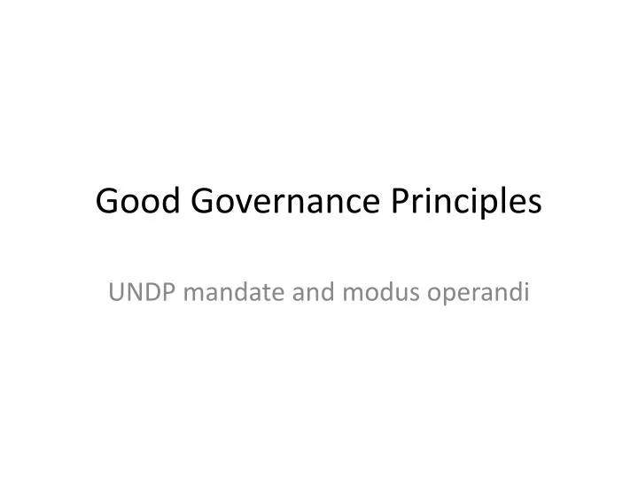 good governance principles