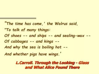 L.Carroll. Through the Looking - Glass and What Alice Found There