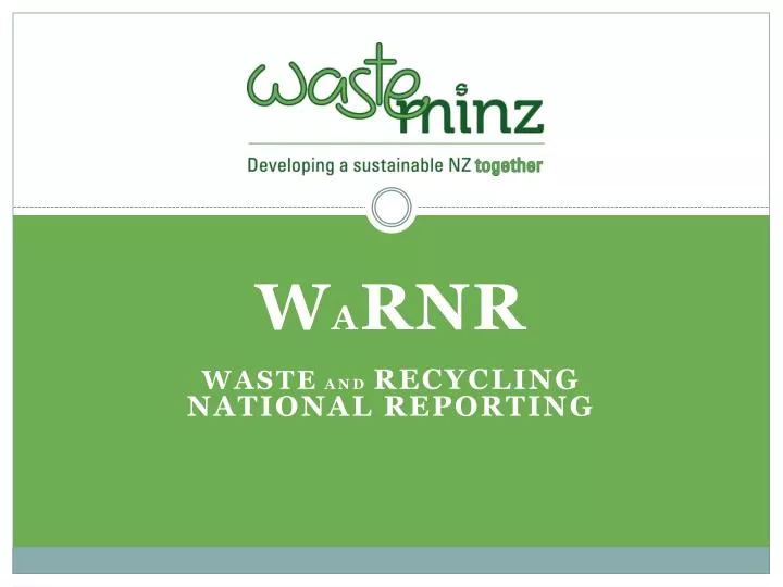 w a rnr waste and recycling national reporting