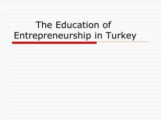 The Education of Entrepreneurship in Turkey