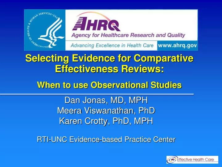 selecting evidence for comparative effectiveness reviews when to use observational studies