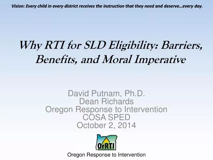 why rti for sld eligibility barriers benefits and moral imperative
