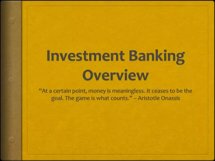 investment banking overview