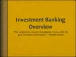 Investment Banking Overview - slide 1