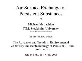 Air-Surface Exchange of Persistent Substances