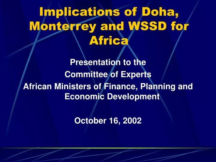 implications of doha monterrey and wssd for africa