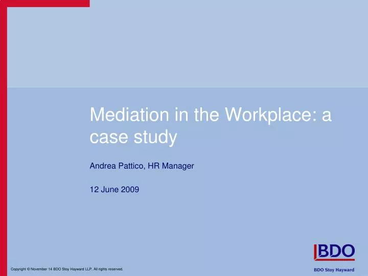 mediation in the workplace a case study
