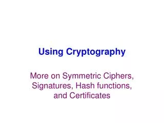 Using Cryptography