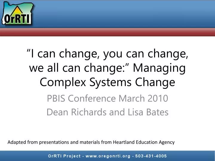 i can change you can change we all can change managing complex systems change