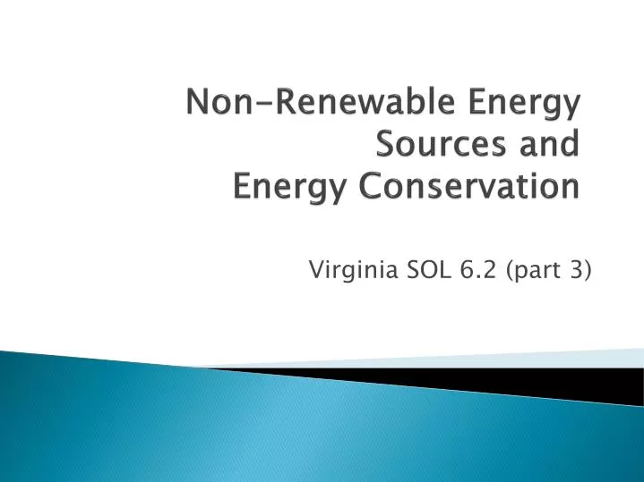 non renewable energy sources and energy conservation